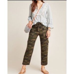 Sanctuary x Anthropology Linen Camo Cargo Pants